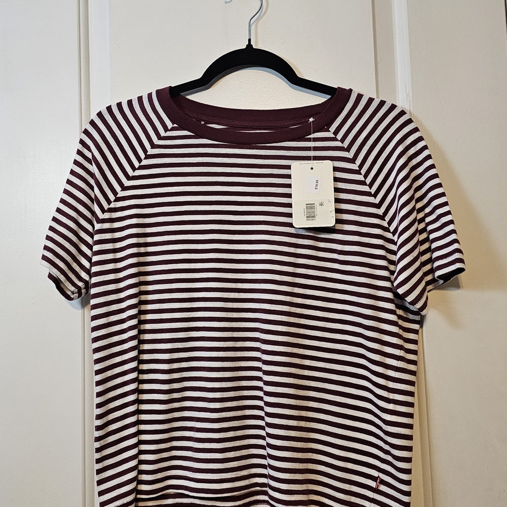 Striped Maroon and White T-Shirt